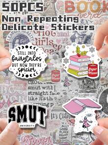 50张女孩浪漫阅读主题2D平面乙烯基贴纸套装,图案不重复,精致装饰,可移除,不留残胶。非常适合作为返校季礼物、班级奖励、圣诞节、万圣节礼物、节日礼物、派对和家居装饰、生日礼物。可用于笔记本电脑、汽车、行李箱、踏板车、手册、杯子、平板电脑、笔记本、水瓶、手机壳等。高分辨率印刷,色彩鲜艳。是送给学生、青少年和上班族的趣味礼物。 - 玫紅色 - 查看 7