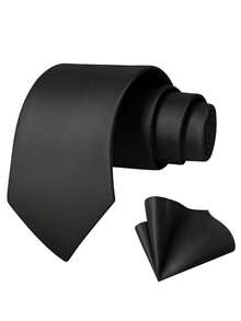 1 Set Men's Ribbed Tie & Pocket Square Set, Wedding Party Groom Tie Set - Royal Blue - View 6