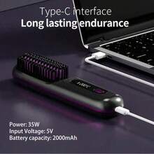 Wireless Hair Straightener Brush, Portable Mini Hair Straightener, 3 Temperature Settings, Fast Heating, Anti-Scald, Lightweight & Compact, Digital Display, USB Charging, 2000mAh Battery, Suitable For Home, Travel, And Vacation - Multicolor - View 12