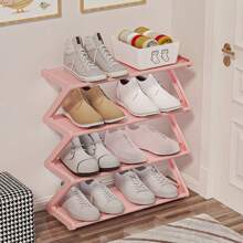 1pc Easy Assembling Z-Shaped Non-Woven Fabric Shoe Rack, Home/Dormitory Use