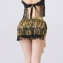 1入組女士閃爍霓虹裙裝,腹舞臀部裙子流蘇圍巾瘋狂舞蹈裙皮帶派對獨特性感腰部舞蹈圍巾