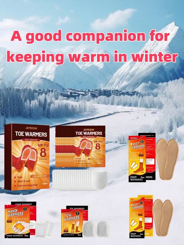 JAYSUING Self-Heating Compact Portable Foot Warmer Fast Warming Heating Warmer Stickers/For Use During Your Period
