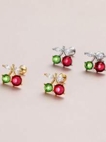 1 Stück Kirsch-Zirkonia Körperschmuck, Edelstahl Bar Knorpel-Ohrringe, stilvoller Alltagsschmuck für Frauen, kann als Geschenk für Freunde dienen.
