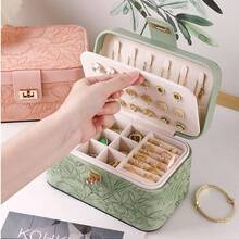 Hộp đựng trang sức in sang trọng mới, Hộp đựng trang sức nhiều ngăn dung tích lớn, Hộp đựng đồng hồ đeo tay bằng da hoa cao cấp, Hộp đựng trang sức hai tầng cho phụ nữ, Hộp đựng đồ dùng du lịch thiết yếu khi quay lại trường, Ký túc xá - Nhiều màu - Xem 7