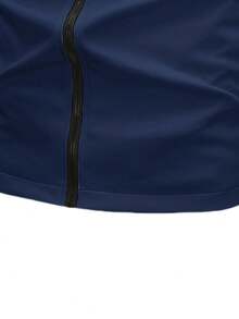 1pc Men's Colorblock Hooded Windbreaker Jacket, Water Resistant, For Autumn/Winter - Navy Blue - View 6