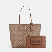 Coach Reversible City Tote Bags For Women Purses Large Tote Bag Handbags In Signature Canvas - Khaki Brown - View 2