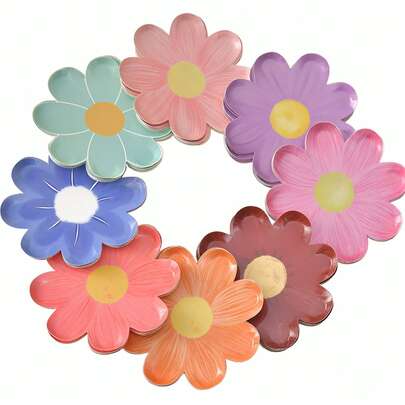 10pcs 7-Inch Daisy Paper Plates, Disposable Daisy Paper Plates, Spring Daisy Party Plates, Cute Floral Design Paper Plates, Daisy Party Supplies, Birthday, Wedding, Party Decor, Halloween, Christmas, Thanksgiving, Harvest Festival, Fall Decor, Gifts, Trick Or Treat