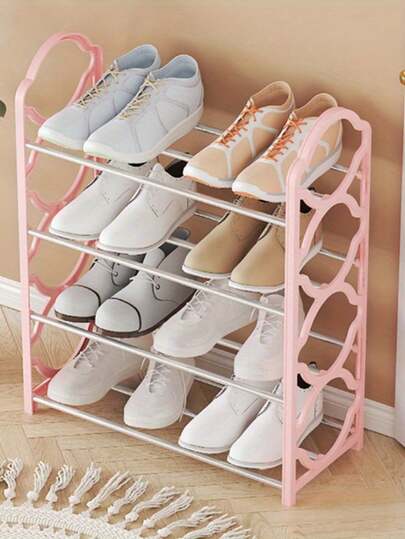 4-Tier Stainless Steel Shoe Rack, Freestanding Multi-Layer Storage Shelf, Space Saving Shoe Cabinet For Entryway, Closet, Bedroom, Bathroom, Hotel, Dorm, No Assembly Required