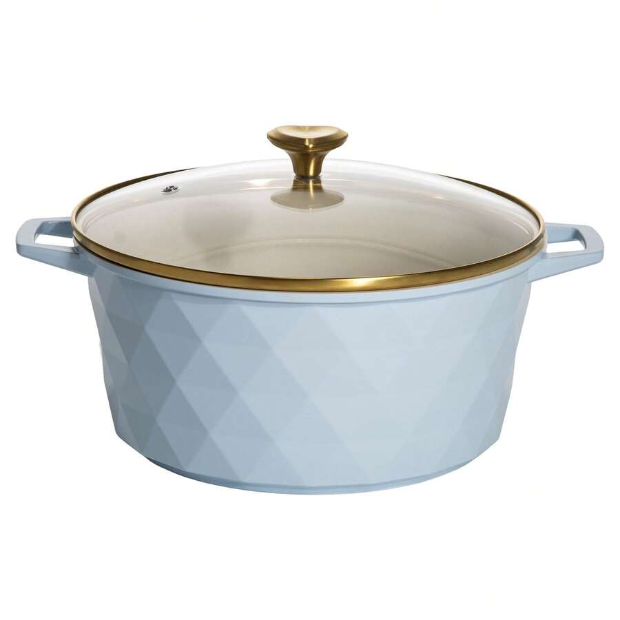 Paris Hilton 4.6 Quart Dutch Oven Cast Aluminum With Clean Ceramic™ Nonstick Coating Oven And Dishwasher Safe Blue - Như hình ảnh như hình ảnh - Xem 1