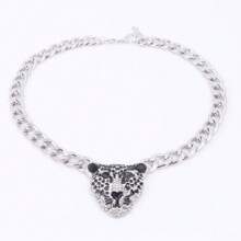 1 Piece Of Women's Queen Style Sweater Accessory Sweater Chain, European And American Style Leopard Head Long Knitted Necklace