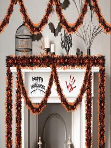 1pc Halloween Decoration, Halloween Metal Wire Wreath With Orange Pumpkin, Black Spiders, Purple Bats, Shiny Metallic Twisted Wreath For Home, Indoor, Outdoor, Party Decor Home Decor Fall Decor Room Decor