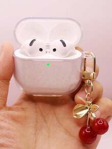 1 hộp đựng tai nghe trong suốt lấp lánh tối giản + họa tiết quả anh đào - Trong sáng - Xem 3