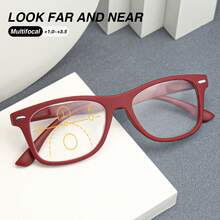 1 副时尚多焦点双光老花镜，经典镜框和实用镜片，灵活的弹簧镜腿，适合日常舒适佩戴，男女通用 - 藍 - 查看 6