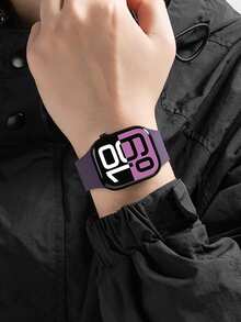 1条男女通用荔枝纹硅胶磁吸表带，兼容 42mm、38mm、40mm、41mm、44mm、45mm、46mm、49mm，时尚智能手表替换表带，适用于Series Ultra2、Ultra SE2、SE 11、10、9、8、7、6、5、4、3、2、1 - 紫色 - 查看 5