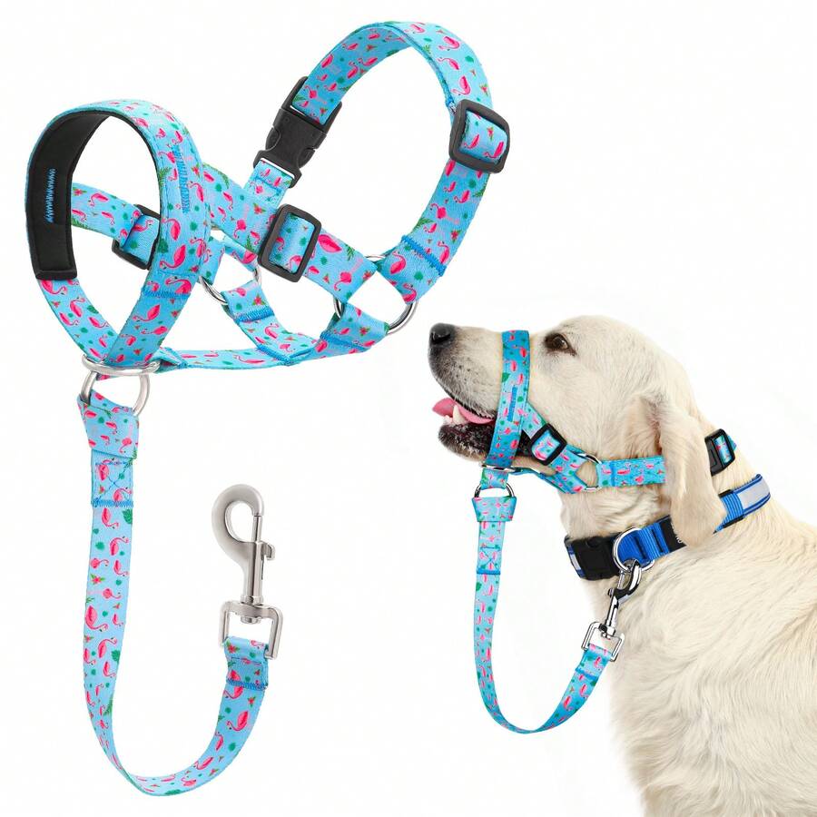 No-Pull Dog Head-Collar For Large Dogs To Stop Heavy Pulling, Anti-Pull Dog Head Halter Muzzle For Easy Control On Walks (Pink, Large) - Blue - View 1