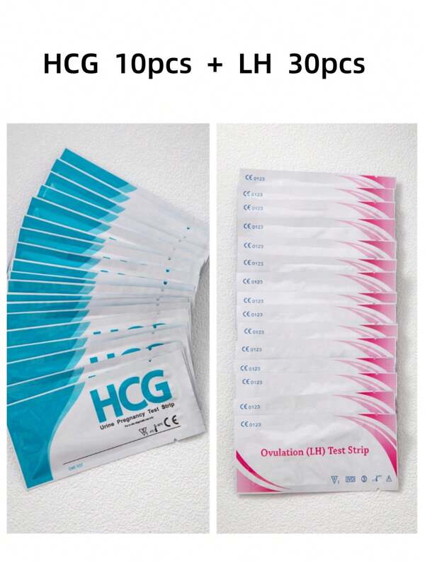 Kit de preparação para planejamento pré-natal de 2 meses, 10 tiras de teste de gravidez precoce HCG + 30 tiras de teste de gravidez precoce LH, tiras de teste para diagnóstico rápido de gravidez em casa, pacote de valor familiar