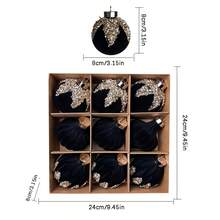 Christmas Ball Ornaments Set Of 9 Sequin Flocked Christmas Hanging Decorations For Christmas Tree Home Holiday - 綠色 - 查看 7