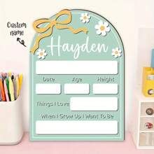 1pc, Customizable Back To School Decoration Board With Name, First Day Of School Date, Student Return Sign, First Day Clock, Apple, Colored Pencils, Flags, Scissors Design Wooden Back To School Gift, Back To School Season