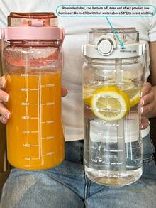 1pc 1500ml/2000ml Large Capacity Water Bottle, Portable Plastic Water Bottle, Suitable For Women, Large Capacity, Attractive Appearance, Shaker Bottle, Time Markings, Glass Juice Bottle, Water Bottle, Suitable For Travel, Outdoor, Camping, Portable Transparent Water Bottle, Summer Straw Cup, Outdoor Sports Fitness Water Bottle, Student Portable Water Bottle, Back To School Water Bottle - Multicolor - View 12