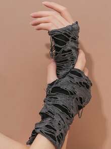 1 Pair Gothic Punk Style Distressed Women Gloves, Suitable For Daily Cosplay Wearing - Multicolor - View 1