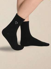 1/3/6双装心形图案男女通用情侣运动袜，中筒袜，春夏假日礼物，秋季袜子 - 彩色 - 查看 4