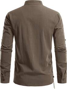 Men's Pure Cotton Retro Lace Up Shirts For Renaissance Pirate Viking Medieval - Coffee Retro - View 3
