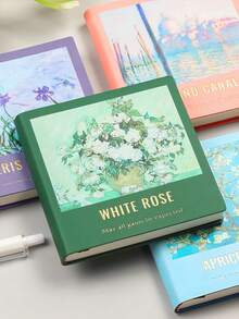 1 件油画笔记本、迷你旅行邮票簿、入住邮票收藏册、方形空白笔记本、便携式记事本 - 彩色 - 查看 7