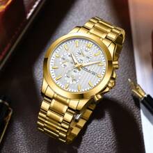 CRRJU CRRJU Men Watch Luxury Sports Quartz Chronograph Waterproof Wristwatch With Stainless Steel Luminous Auto Date