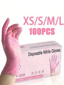 50/100 piezas de guantes de nitrilo desechables, color rosa, de uso múltiple, para cocina, baño, limpieza, lavar platos, manicura, cuidado de mascotas, guantes duraderos para limpieza doméstica, manipulación de alimentos, tatuaje, belleza, tinción de cabello, suministros de limpieza para salón de belleza, artículos para el hogar