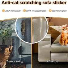 1 Roll Thick Transparent Sofa Protector - Cat Scratch & Waterproof, Easy Peel & Cut, No Residue Self-Adhesive Film For Furniture, Walls, Marble Tables & Kitchen Countertops - Clear - View 4