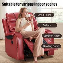 Air Leather Rocker Recliner Chair Single Sofa With Diamond Stitching - 紅色 - 查看 7