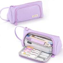 1 件大容量三角形铅笔盒耐用材料笔袋，宽敞的存储空间，适合学校、办公室和旅行必需品，文具收纳袋，完美的节日礼物，铅笔袋，书包，用于学校用品，返校 - 三角形 - 查看 9