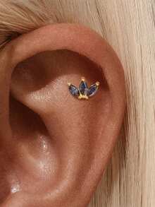 1 chiếc khuyên tai đá mắt ngựa cầu vồng 925 bằng bạc Sterling dành cho nữ khuyên tai phẳng trang sức tối giản quà tặng sụn xoắn cho tiệc cưới của cô ấy trang sức cao cấp - Vàng - Xem 5