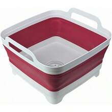 ACZ Collapsible Wash Basin 9L Foldable Dish Tub With Drain Plug Portable Collapsible Dish Basin Camping Sink For Washing Dishes Laundry Kitchen Use Viva Magenta  8502 - VivaMagenta - Xem 1
