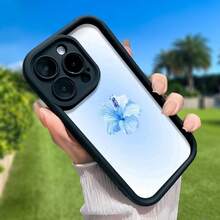 Blue Hibiscus Flower Themed Phone Case Designed With Delicate Floral Artistry Compatible With IPhone 16 15 14 13 12 And 11 Pro Models Made Of TPU Protective Material Perfect For Family Friends Young People Birthdays Holidays Boyfriends Girlfriends And Valentine's Day Gifts - Brown - View 6