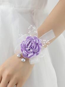 1 件紫色新郎和新娘胸花，婚礼胸花，适合伴娘、伴郎、日常穿着