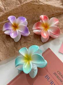 3 piezas Pinzas para el cabello de mujer de 8 cm/3.15 pulgadas con diseño floral de color degradado, accesorios de cabello elegantes y minimalistas de unicolor, adecuados para uso diario, fiesta, casual, ir al trabajo, playa, lavado de cabello, maquillaje, combinación de atuendos