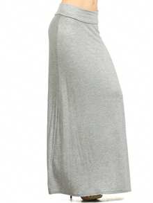 Chic Comfortable High Waisted Maxi Skirt Flowing A Line Design For Everyday Elegance - H-grey - View 2