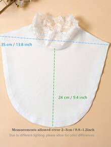 1 件/2 件/3 件/4 件女士蕾丝领，纯色立领基础衬衫，可爱花卉荷叶边假领，白色/黑色/灰色/杏色