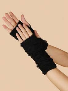 1 Pair Gothic Punk Style Distressed Women Gloves, Suitable For Daily Cosplay Wearing - Multicolor - View 3