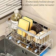 1 pièce Rangement pour évier de cuisine avec porte-serviettes et plateau d'égouttage automatique, support pour éponge. Organiseur et rangement pour évier de cuisine en acier au carbone anti-rouille. Accessoires d'évier de cuisine.