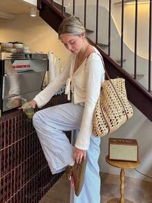 Autumn And Winter Women's Clothing, Women's Solid Color Casual Sweaters With Large Bow Design On The Chest, Cute Women's Tops, Comfortable And Elegant Casual Sweaters, Fashionable And Versatile Women's Streetwear, Women's All-White Party Wear, Women's Going Out Tops