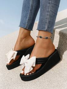 大码女式编织平底拖鞋，花卉时尚室内外人字拖，夏季适用