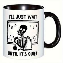 1 Stück leise Lehrer Keramik Kaffeetasse, Doppelseitiges Design für kalte und heiße Getränke, weiße Teetasse, Schreibtisch Dekoration, interessantes Geschenk für Lehrer, Getränkegeschirr, Party Tasse, Küchenutensilien