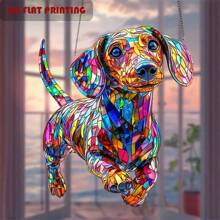1pc 8" X 6.7" Acrylic Dachshund Decor Suncatcher - 8" X 6.7" Acrylic Colorful Plastic Window Hanging Decoration, Animal Themed Wall Art, Home Decor For Bedroom, Kitchen, Outdoor Garden, Housewarming Gift For Dog Lovers