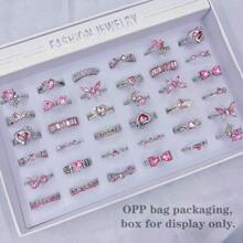 10pcs/Pack Cubic Zirconia Embellished Alloy Rings Set For Women, Sweet & Romantic Assorted Styles Openable Finger Rings, Ideal For Party, Wedding, Daily Wear, Fashion Jewelry Best Gift Pack, Random Style