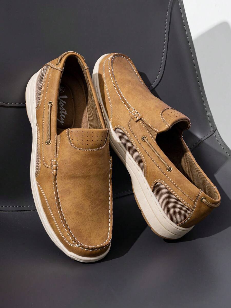 SHOESMALL Men's Tan Loafers & Slip-Ons Casual Lightweight Boat Loafers Comfort Driving Travel Walking Shoes For Men - BMY3036A-tan - 查看 1