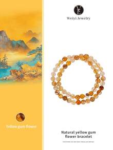 VE 1pc Natural Koi Fish Resin Flower Double Circle Crystal Bracelet For Women, Lucky Fish Swimming Upstream Symbolizing Good Luck, Suitable For Daily Wear, Great Gift Choice, Natural Gemstone Color Varies - Bracelet - View 1