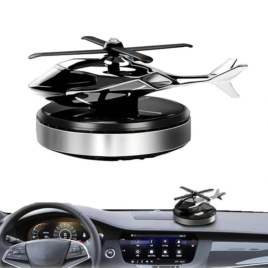 Car Air Freshener, Solar Energy Rotating Helicopter Aroma Diffuser Long Lasting Fragrance Perfume Cars Interior Decoration - Bạc - Xem 1