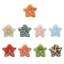 10 件釉面陶瓷珠，海星隔珠 2 毫米孔贝壳，适用于手链、耳环和项链，DIY 海滩珠宝和工艺品 - Sea Star Beads - 查看 4